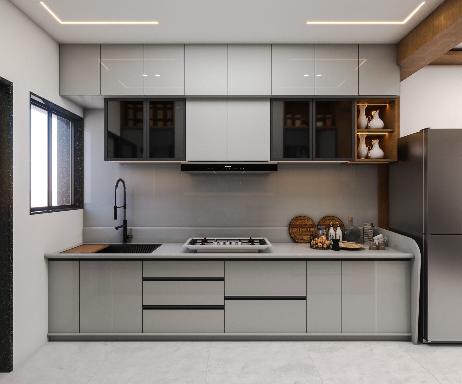 Kitchen render, island view